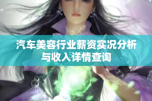 汽车美容行业薪资实况分析与收入详情查询