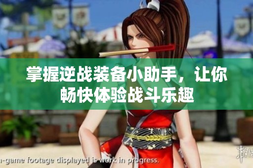 掌握逆战装备小助手，让你畅快体验战斗乐趣