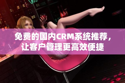 免费的国内CRM系统推荐，让客户管理更高效便捷