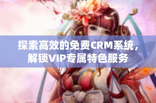 探索高效的免费CRM系统，解锁VIP专属特色服务