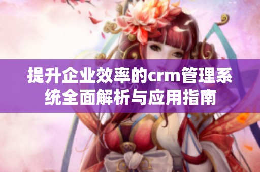 提升企业效率的crm管理系统全面解析与应用指南