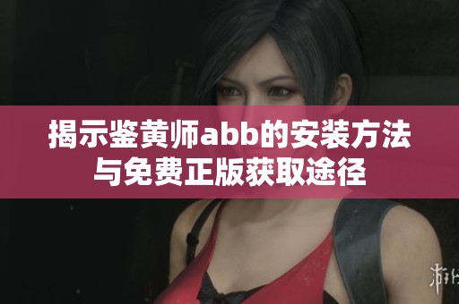 揭示鉴黄师abb的安装方法与免费正版获取途径