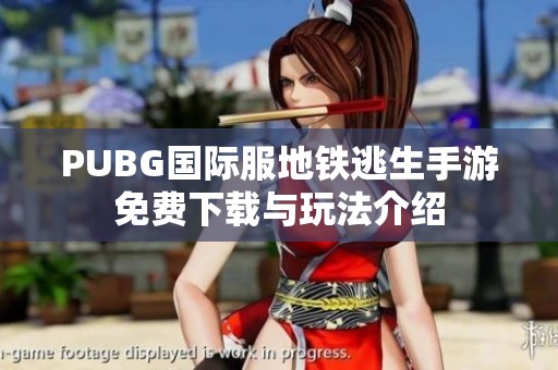 PUBG国际服地铁逃生手游免费下载与玩法介绍