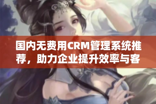 国内无费用CRM管理系统推荐，助力企业提升效率与客户关系