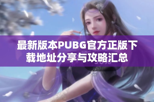 最新版本PUBG官方正版下载地址分享与攻略汇总