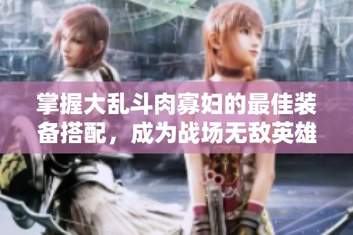 掌握大乱斗肉寡妇的最佳装备搭配，成为战场无敌英雄